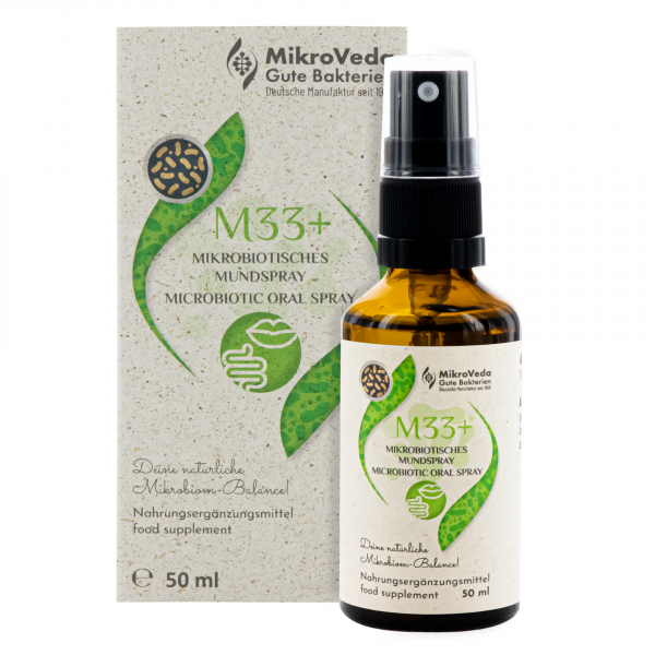 MikroVeda M33+ Mikrobiotisches Mundspray Bio 50 ml Glassprühflasche(M33Plus)